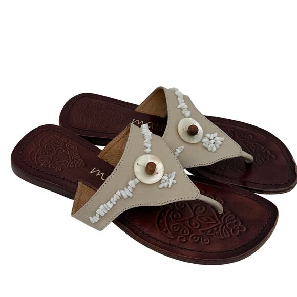 Matisse Women's Leather Beaded Sandals Size 6 - Picture 1 of 8
